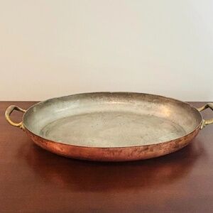 Copper Au Gratin Fish Oval Double Handle Pan 13" Length